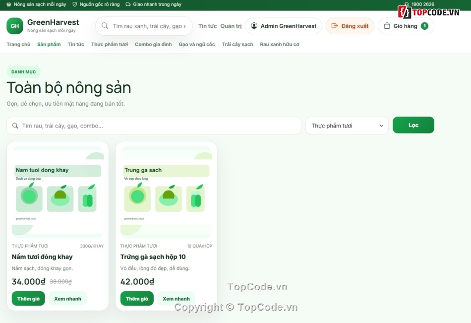 Đồ án,nông sản sạch,bán nông sản